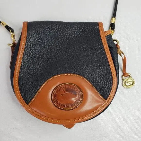 Vtg Dooney & Bourke All Weather Leather Equestrian Crossbody Saddle Bag Blue - Picture 2 of 10